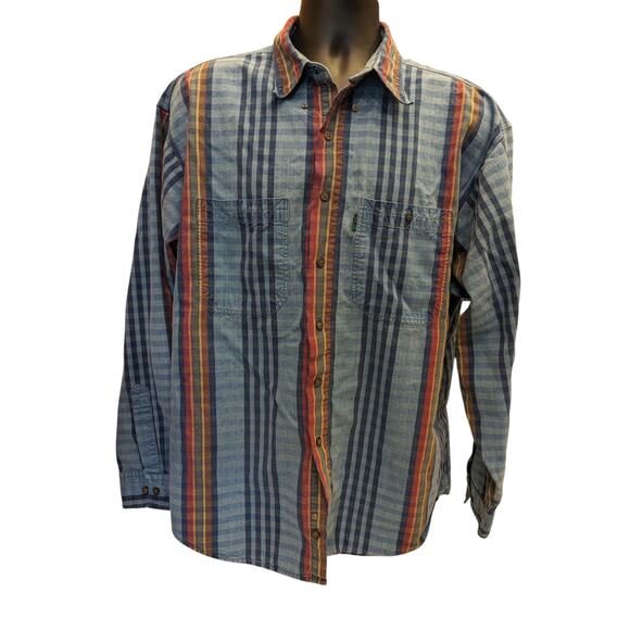 Colours by Alexander Julian Shirt Mens XL Plaid Cotton Long Sleeve Vintage Style - Picture 8 of 13